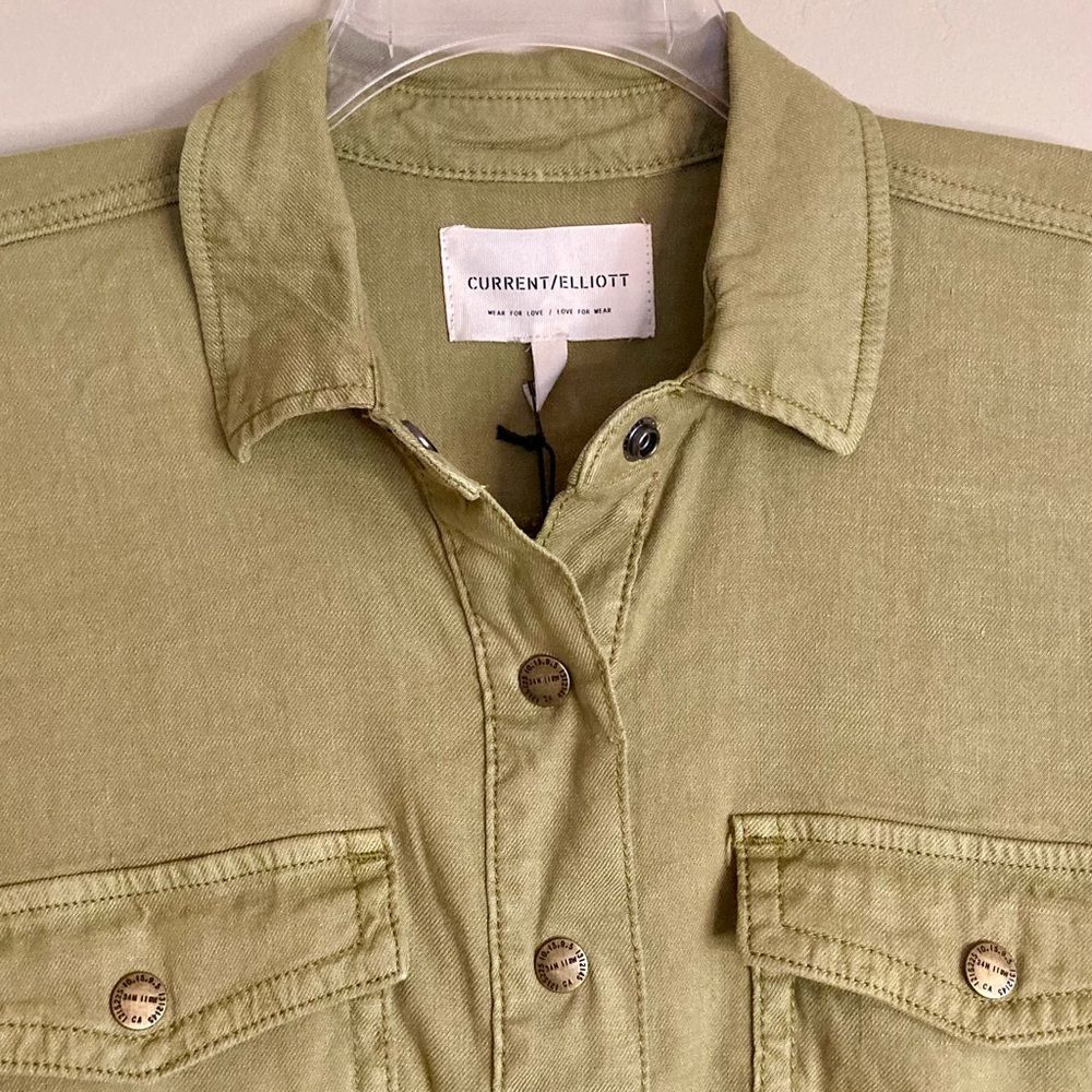 NEW Current Elliott The Lynwood Romper Shorts Belted Snap Front Khaki Size XL - Picture 7 of 16
